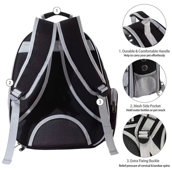 Transparent Capsule Pet Carrier Backpack – Foldable Travel Design