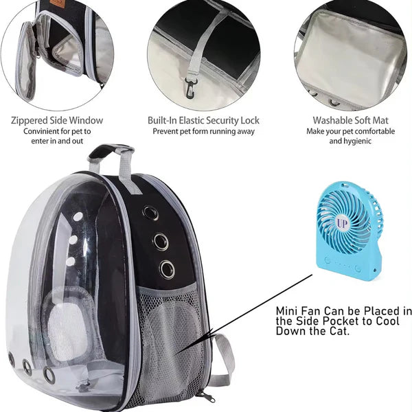 Transparent Capsule Pet Carrier Backpack – Foldable Travel Design